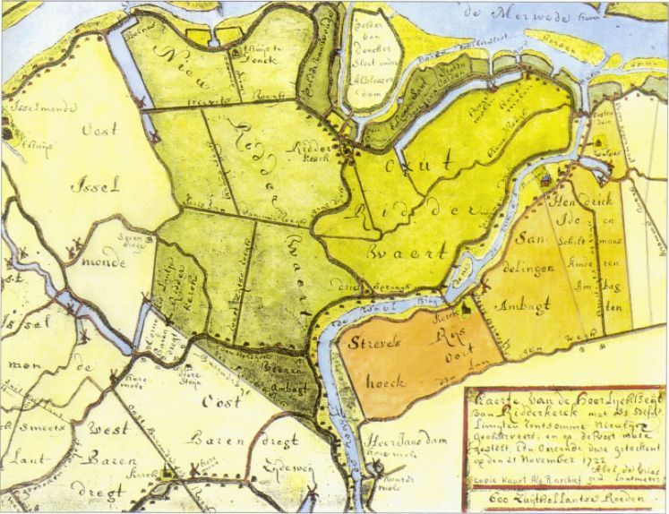 Landkaart omgeving Barendrecht 1720